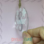 Boule de Noël personnalisée transparente motif flocon lettre argentée 9cm