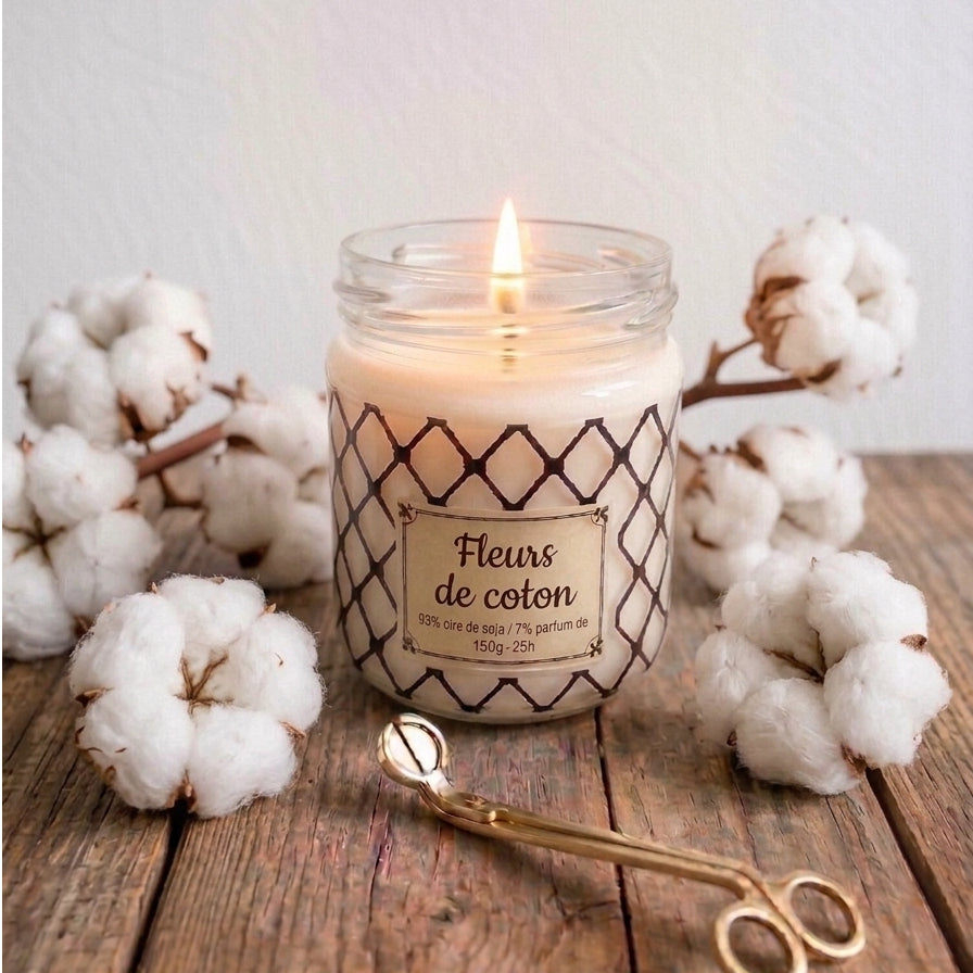 Bougie parfums senteur Fleurs de coton "By Solaveyra"
