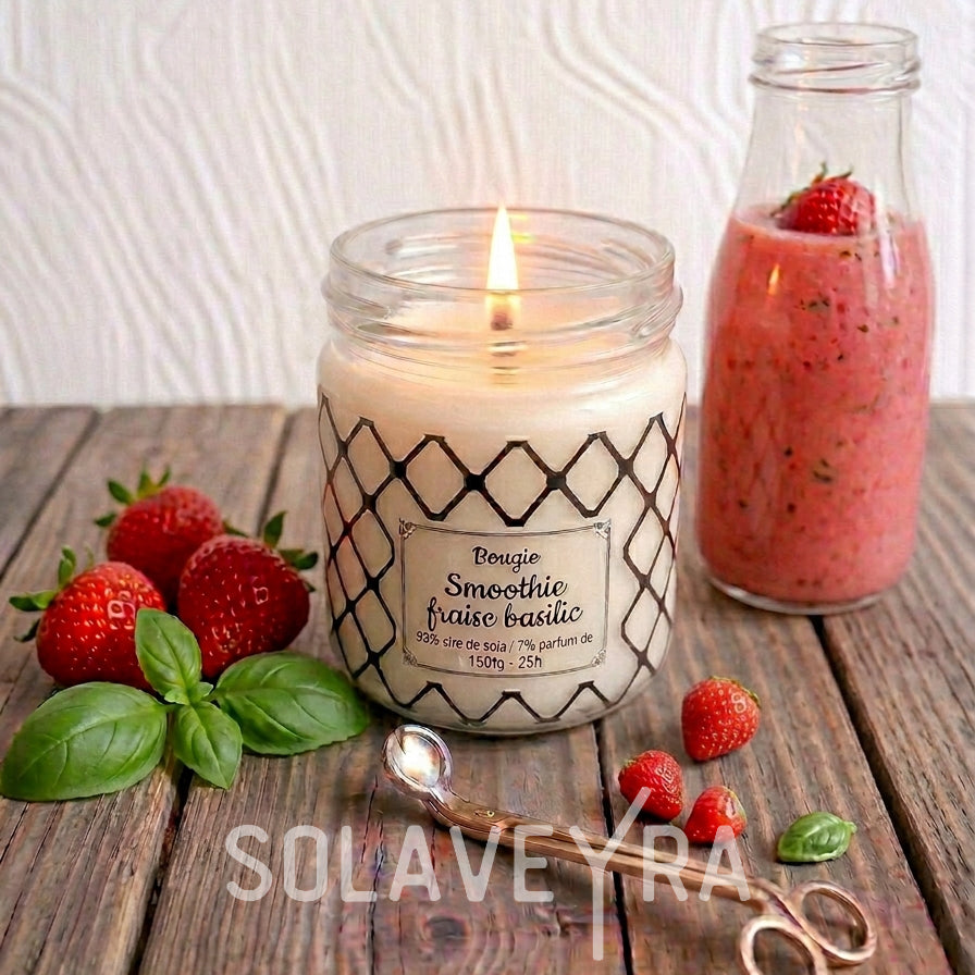 Bougie parfums senteur Smoothie fraise basilic" By Solaveyra "