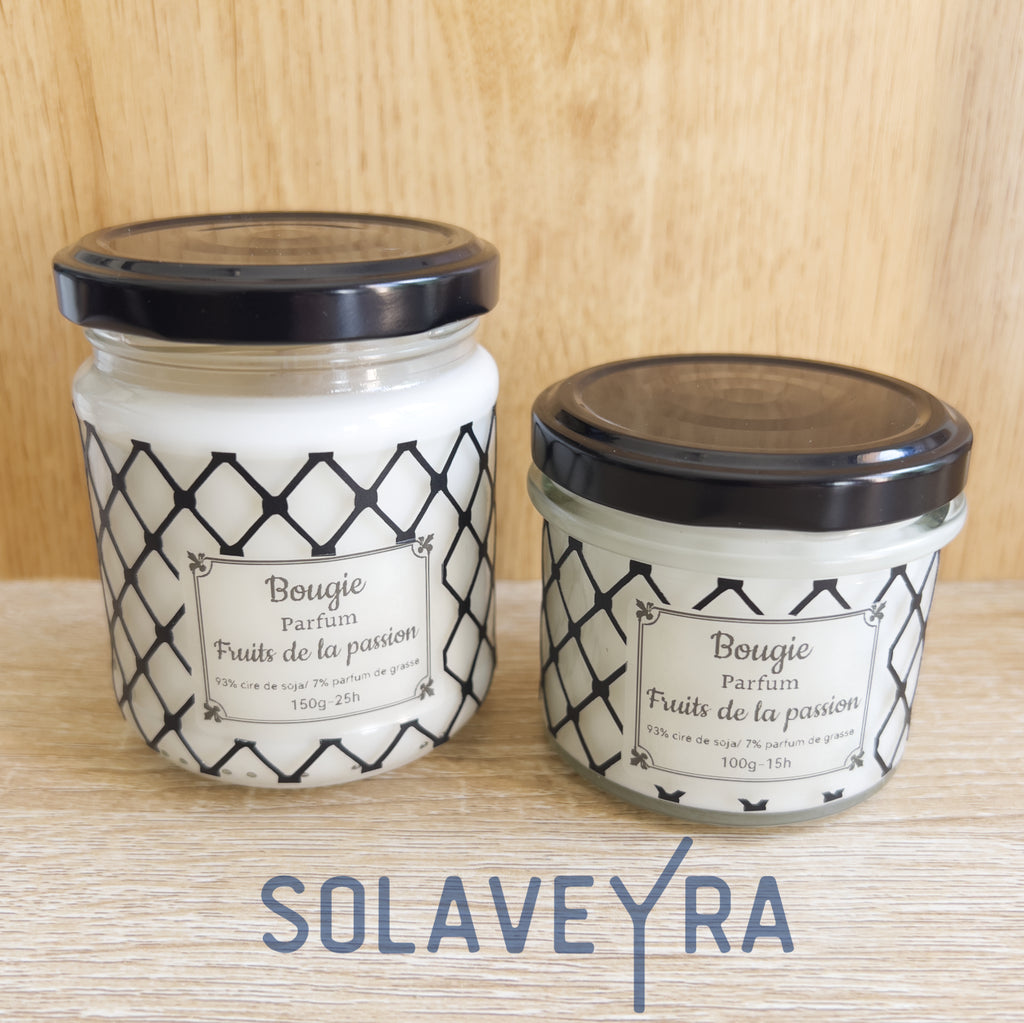 Bougie parfums senteur Fruits de la passion " By Solaveyra "