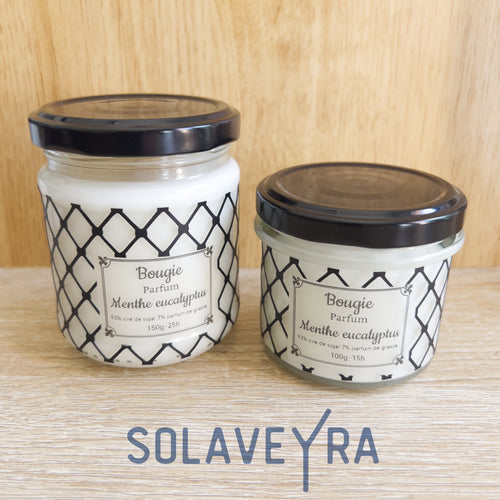 Bougie parfums senteur Menthe eucalyptus " By Solaveyra "