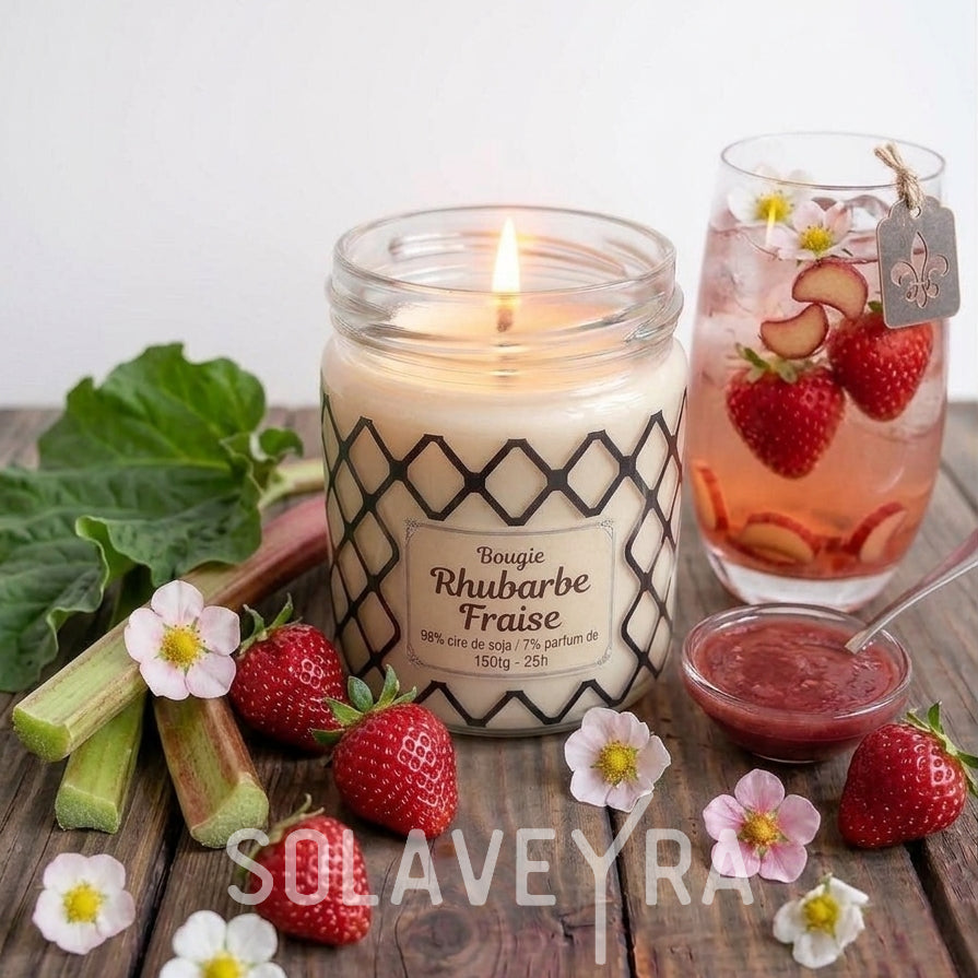 Bougie parfums senteur Rhubarbe Fraise" By Solaveyra "