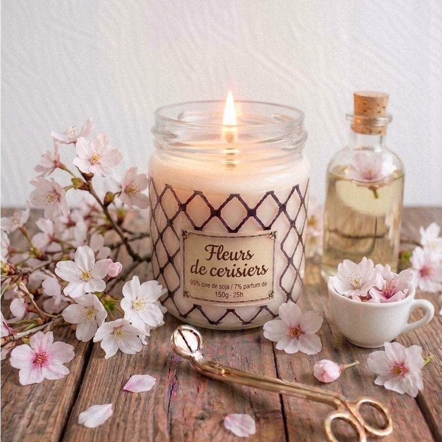 Bougie parfums senteur Fleurs de cerisier " By Solaveyra "