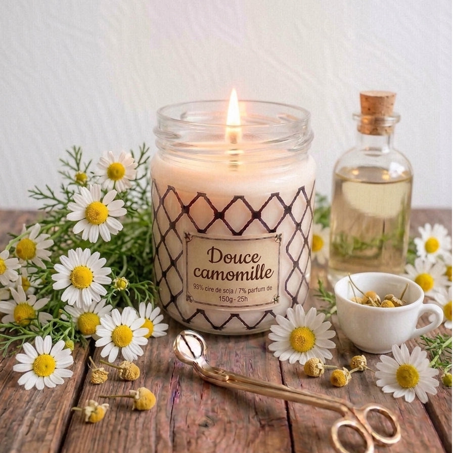 Bougie parfums senteur Douce camomille " By Solaveyra "