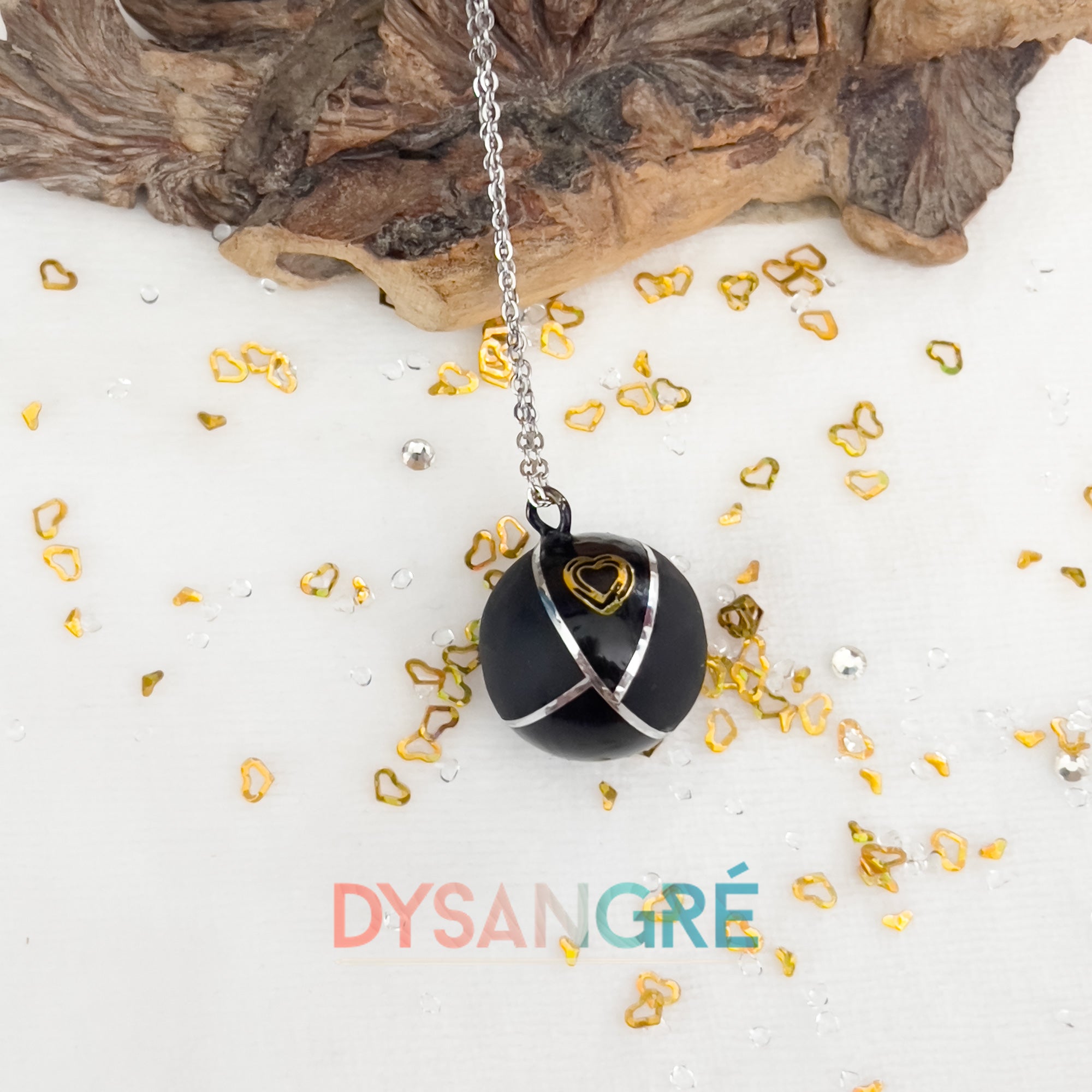 Bola de grossesse black velour coeur dorée