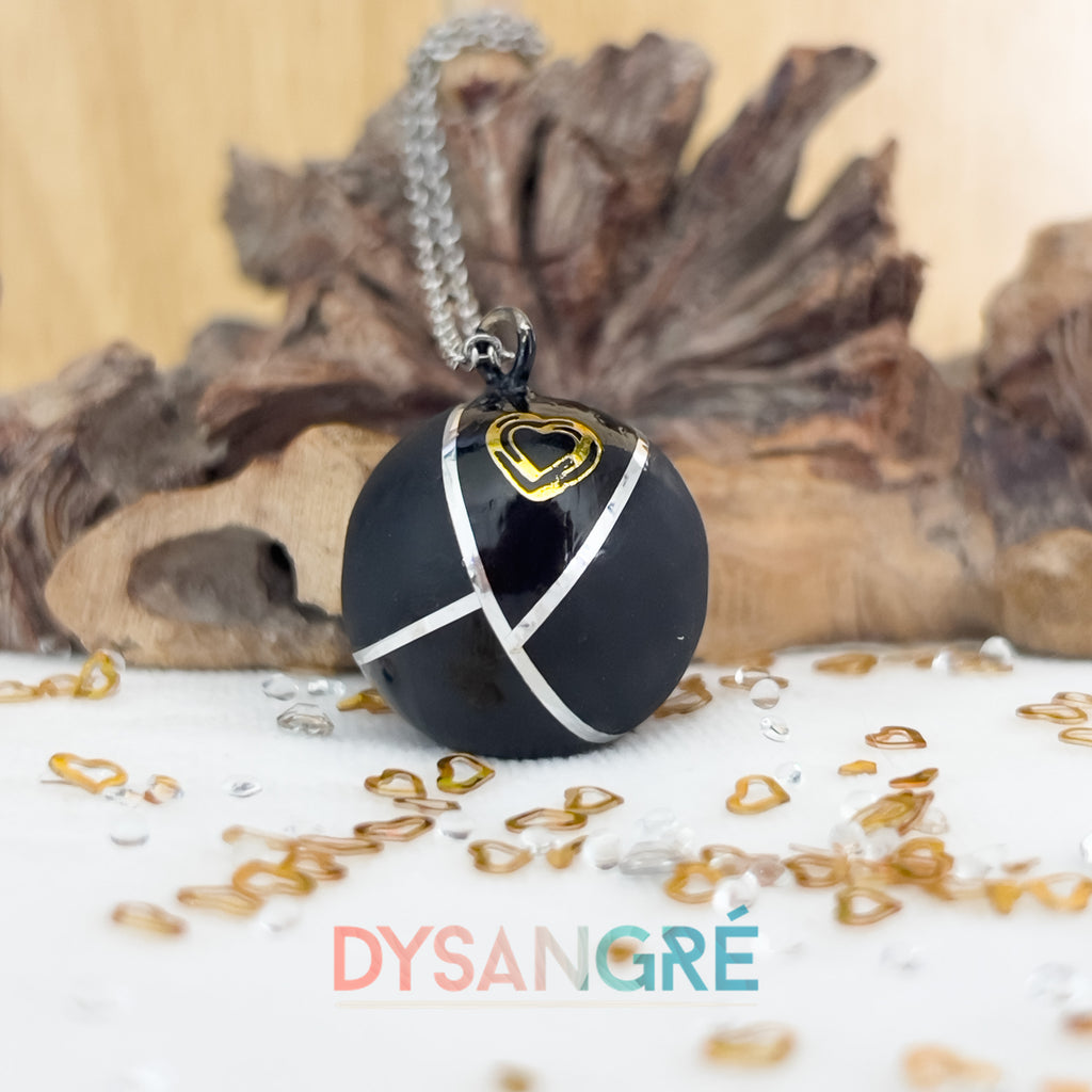 Bola de grossesse black velour coeur dorée