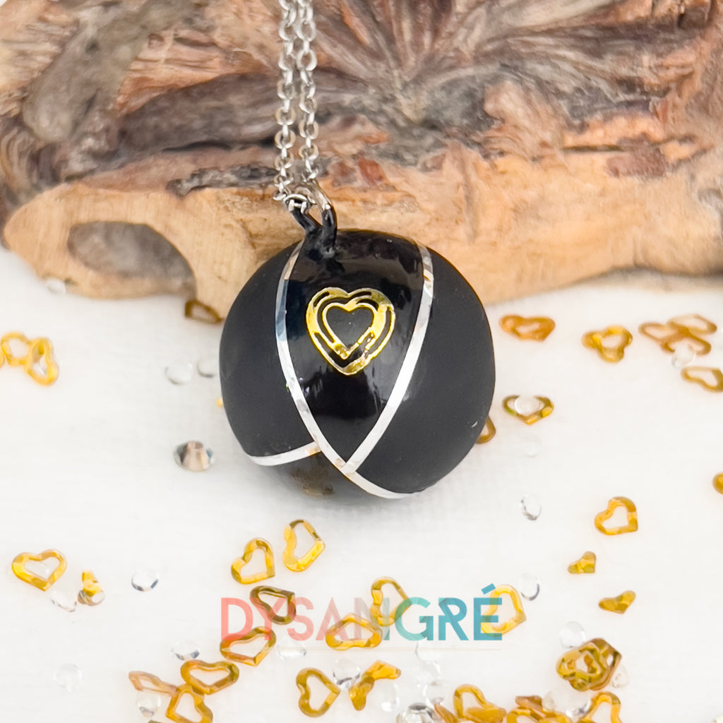 Bola de grossesse black velour coeur dorée