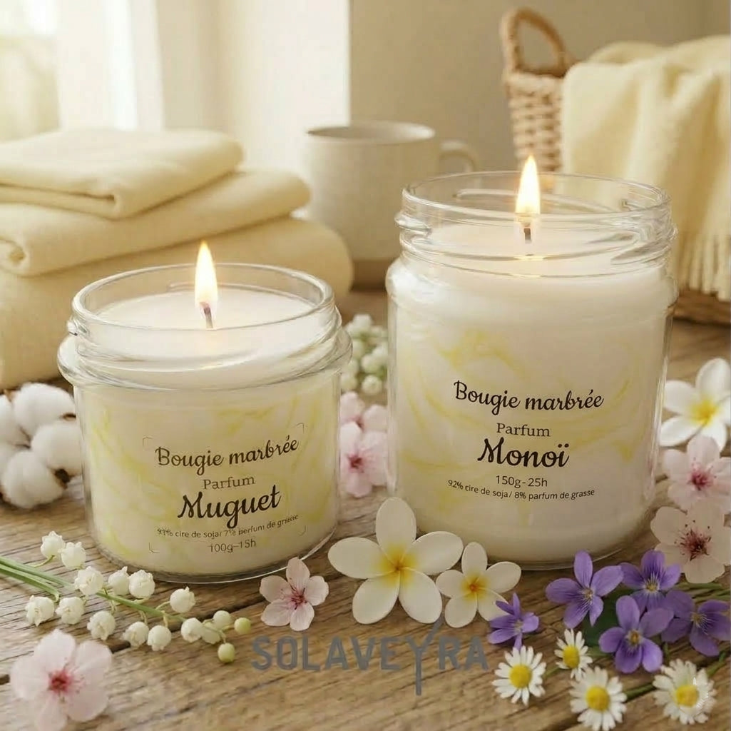Bougie marbré parfums fleuris "nombreux parfums disponible" By Solaveyra