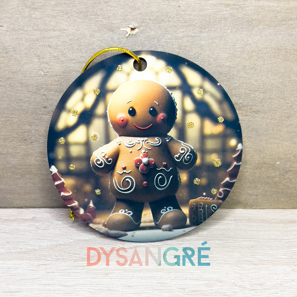 Boule de Noël en bois Bonhomme pain d'épice 75mm