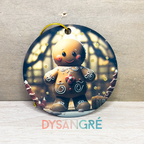 Boule de Noël en bois Bonhomme pain d'épice 75mm