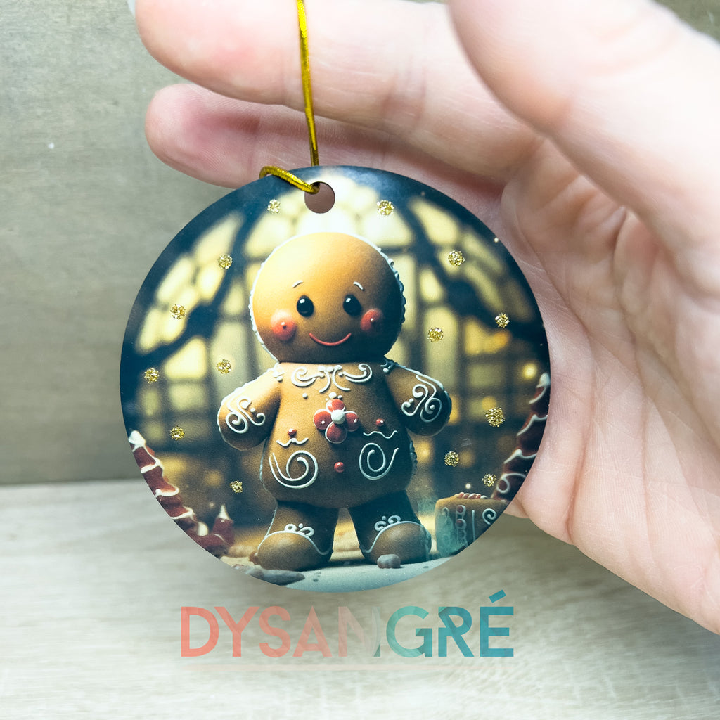 Boule de Noël en bois Bonhomme pain d'épice 75mm