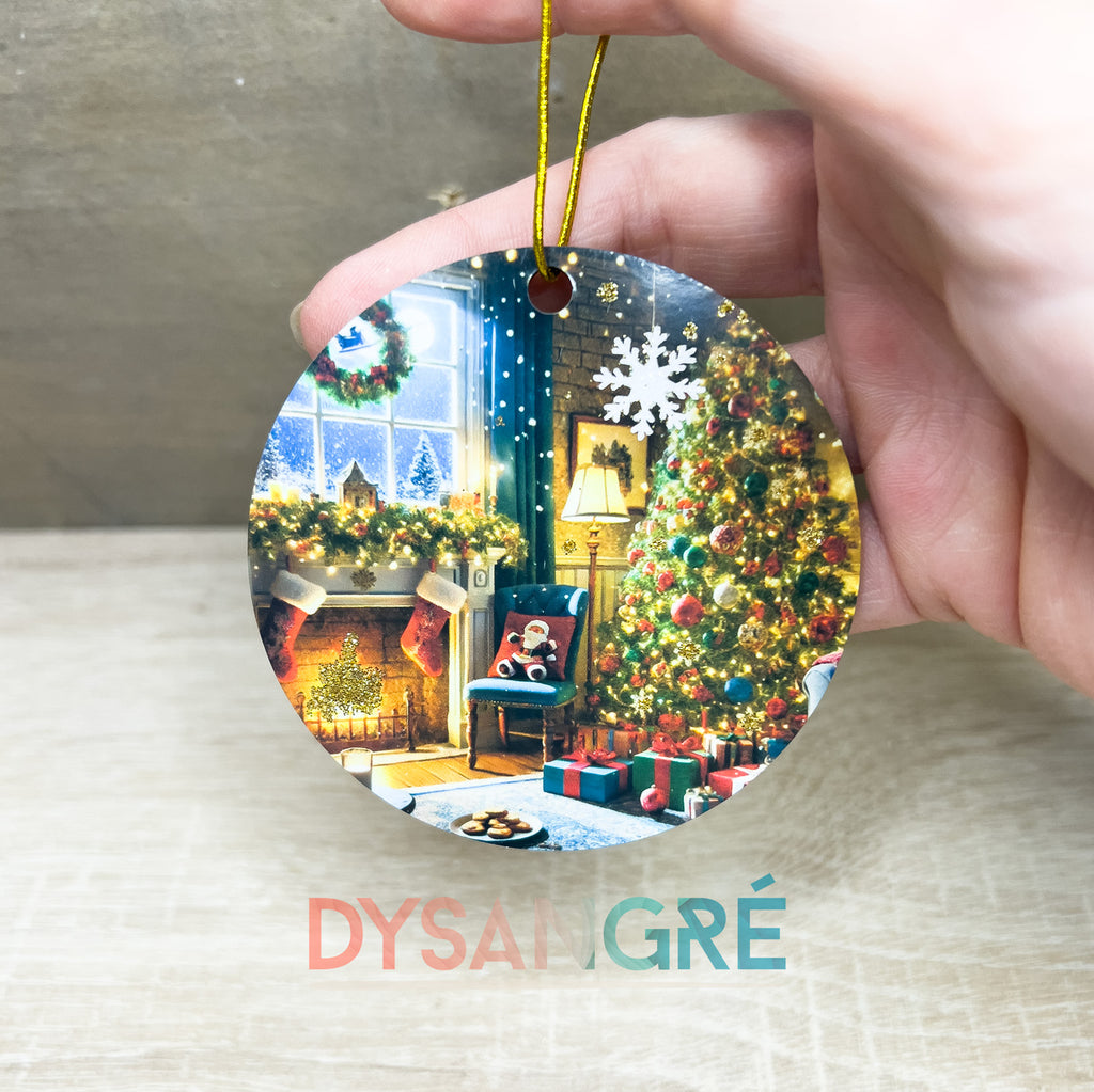 Boule de Noël en bois Nuit de Noël 75mm