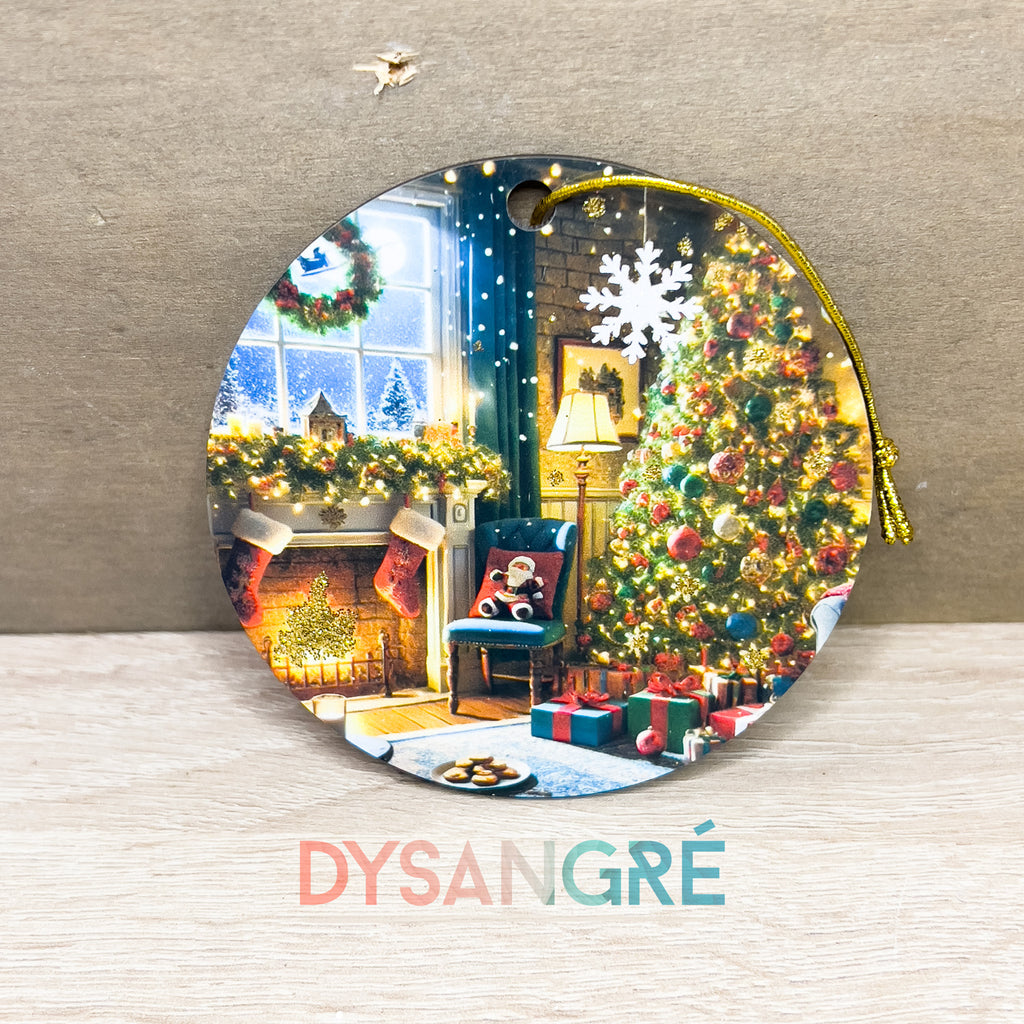 Boule de Noël en bois Nuit de Noël 75mm