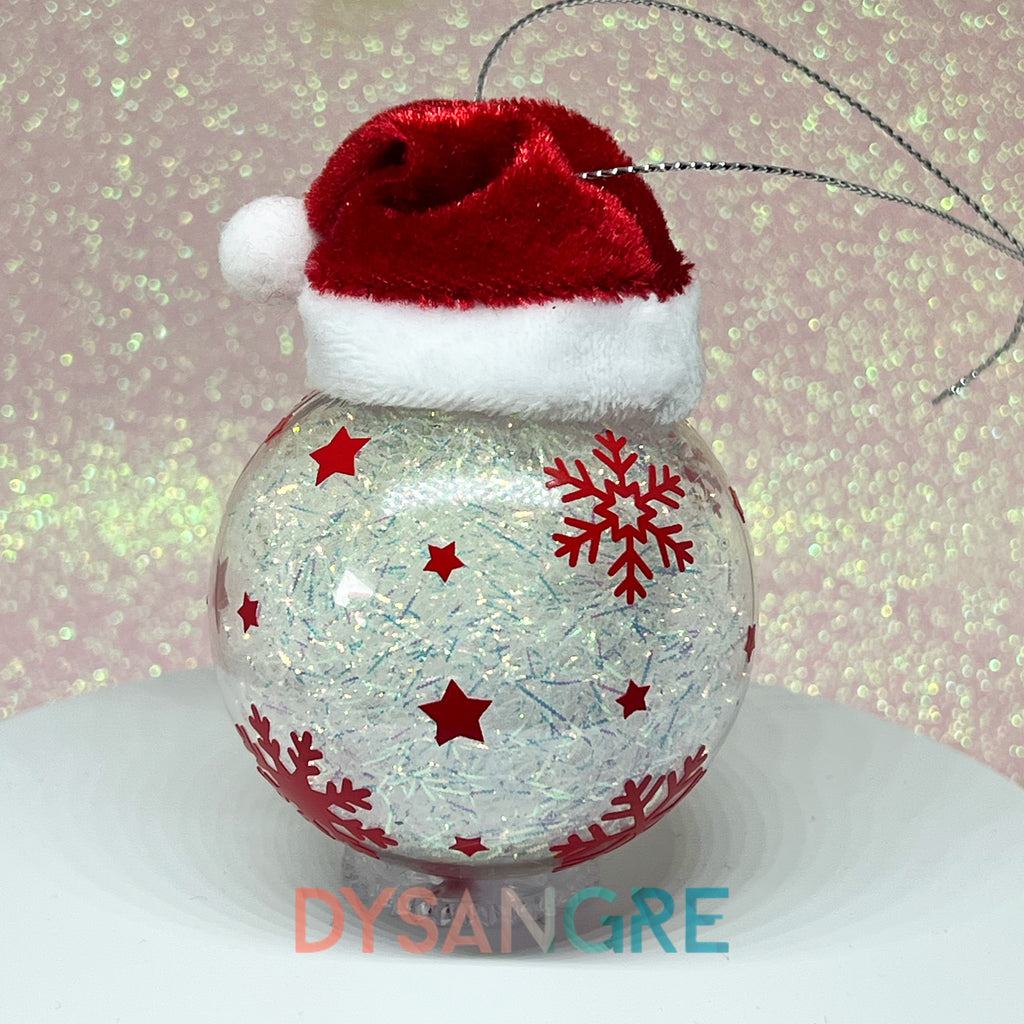 Boule de Noël transparente bonnet de Noël avec personnalisation 6cm