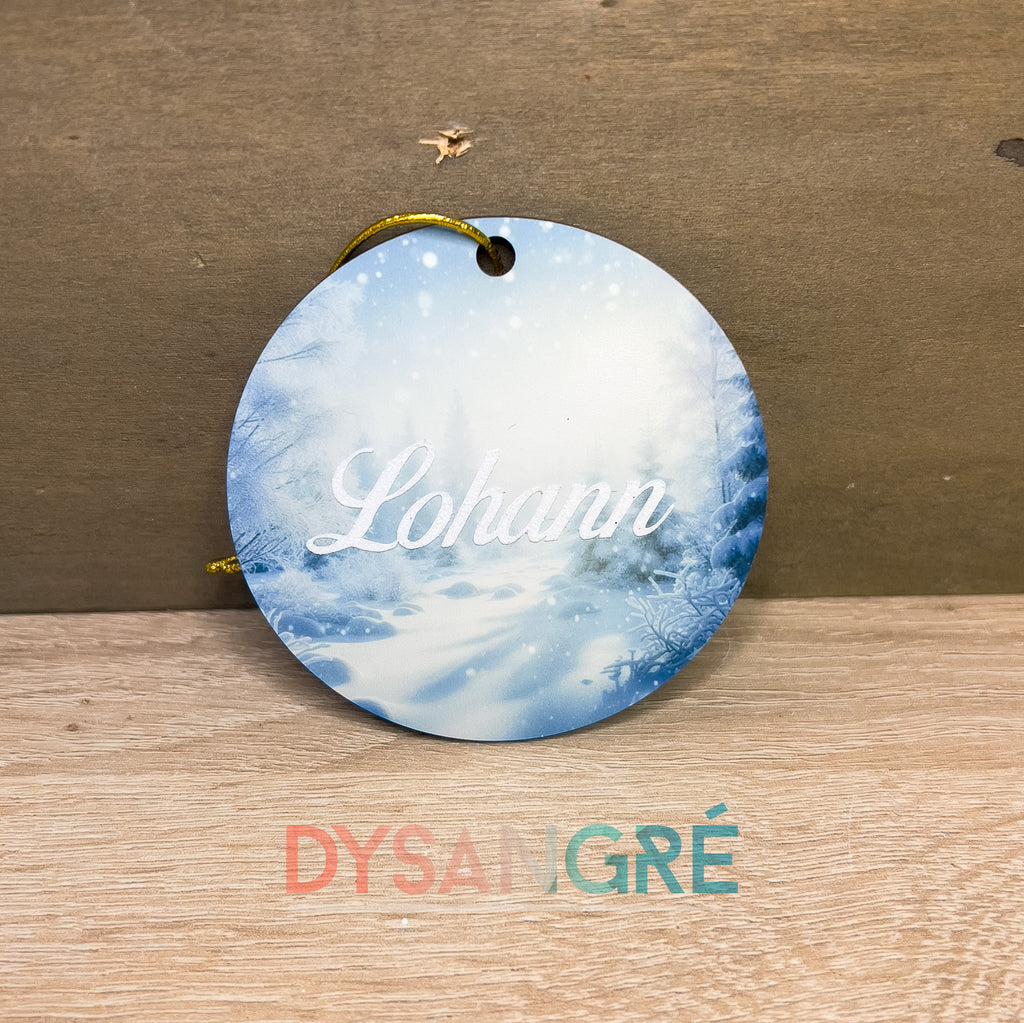 Boule de Noël en bois visuel de votre choix 75mm