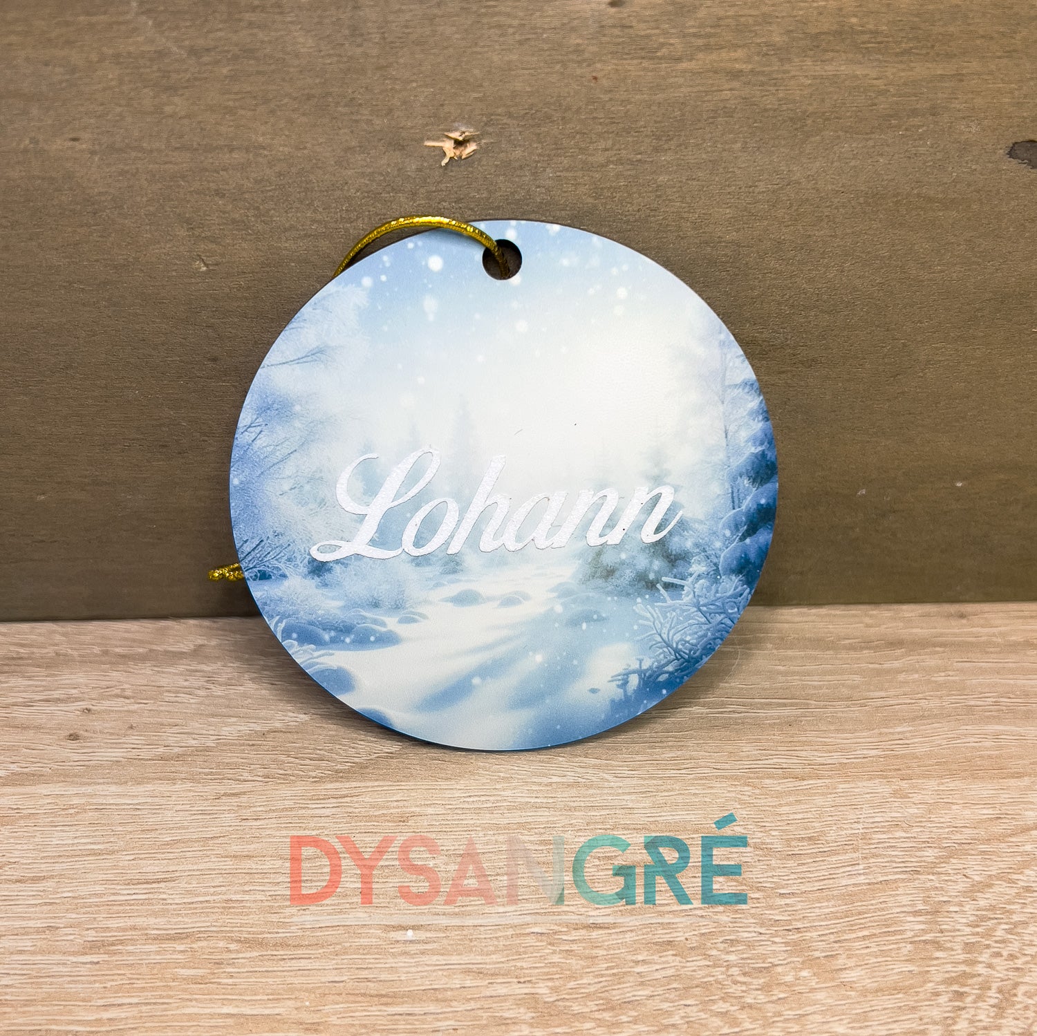 Boule de Noël en bois visuel de votre choix 75mm