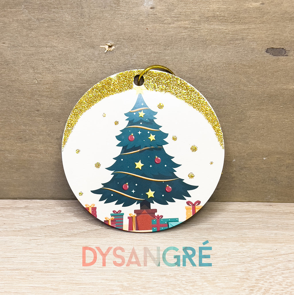 Boule de Noël en bois Sapin de Noël 75mm