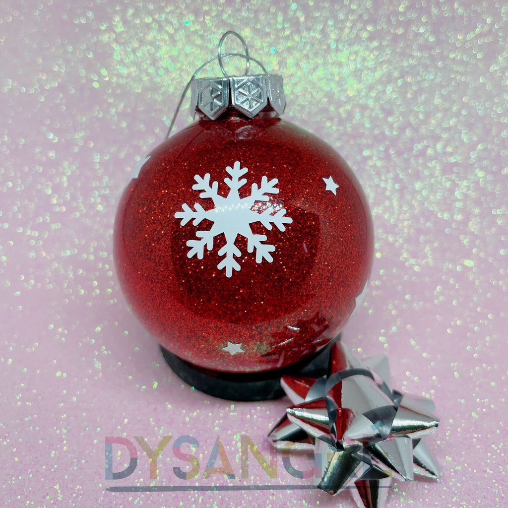 Boule de Noël rouge pailletée avec personnalisation 6cm