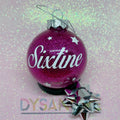 Boule de Noël fushia pailletée avec personnalisation 6cm