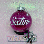 Boule de Noël fushia pailletée avec personnalisation 6cm