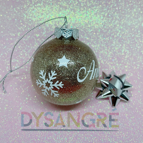 Boule de Noël dorée pailletée avec personnalisation 6cm