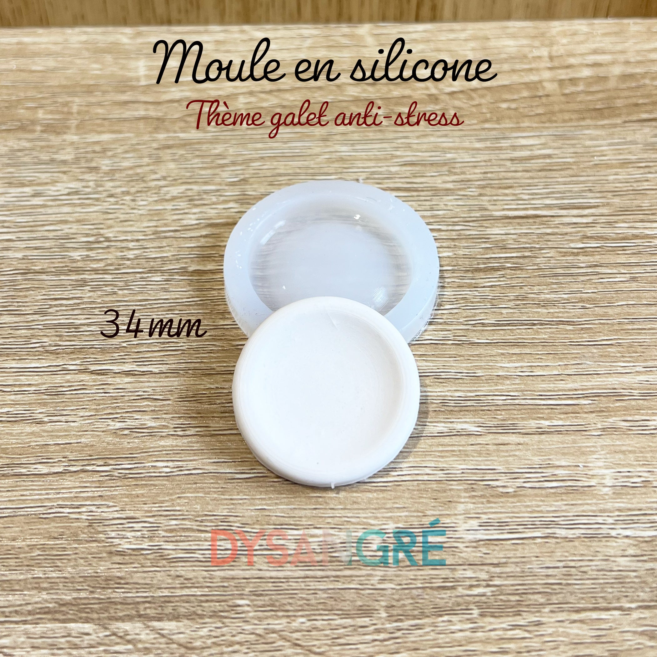 Moule en silicone Galet anti-stress , Worry Stone 34mm