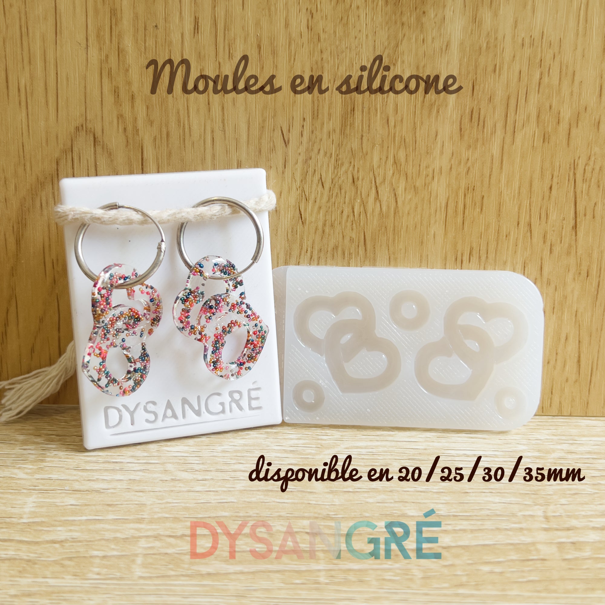 Moule en silicone Pampilles double Coeur entremêlés