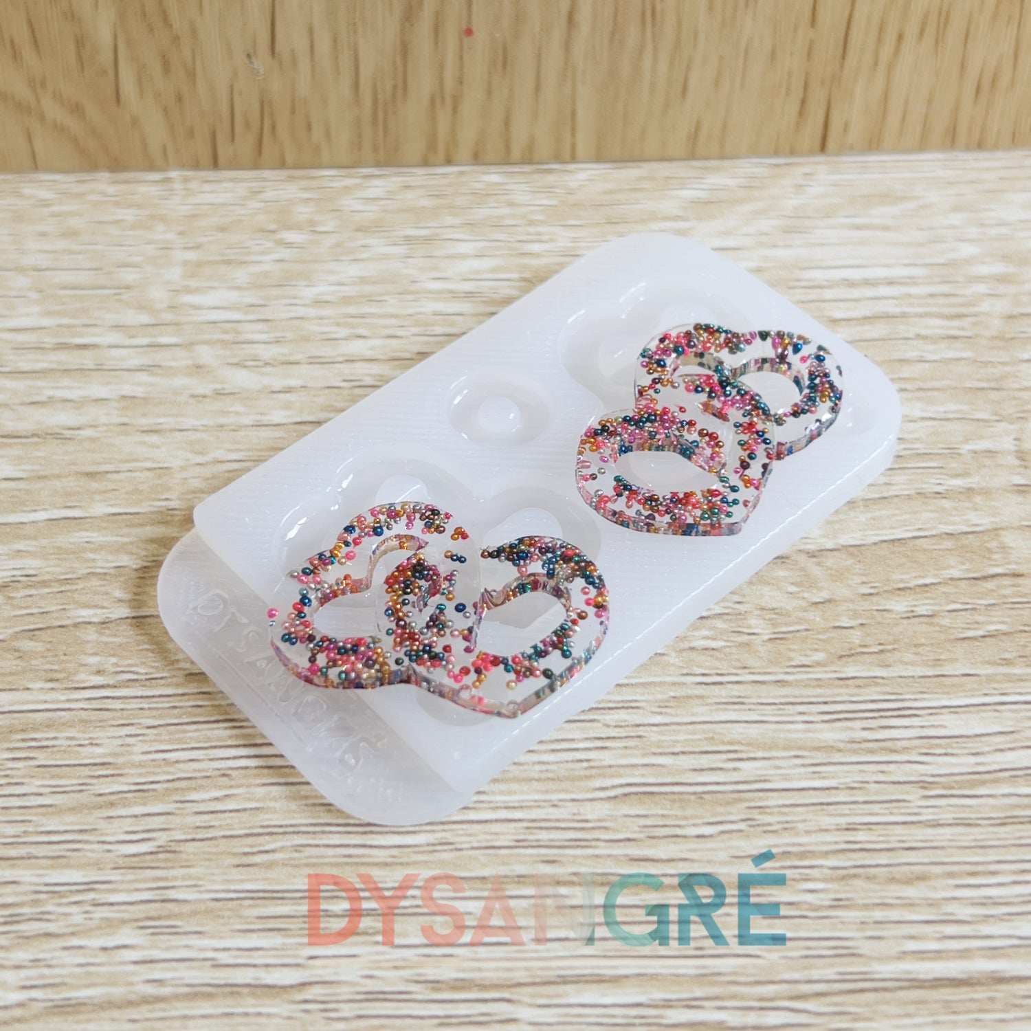 Moule en silicone Pampilles double Coeur entremêlés