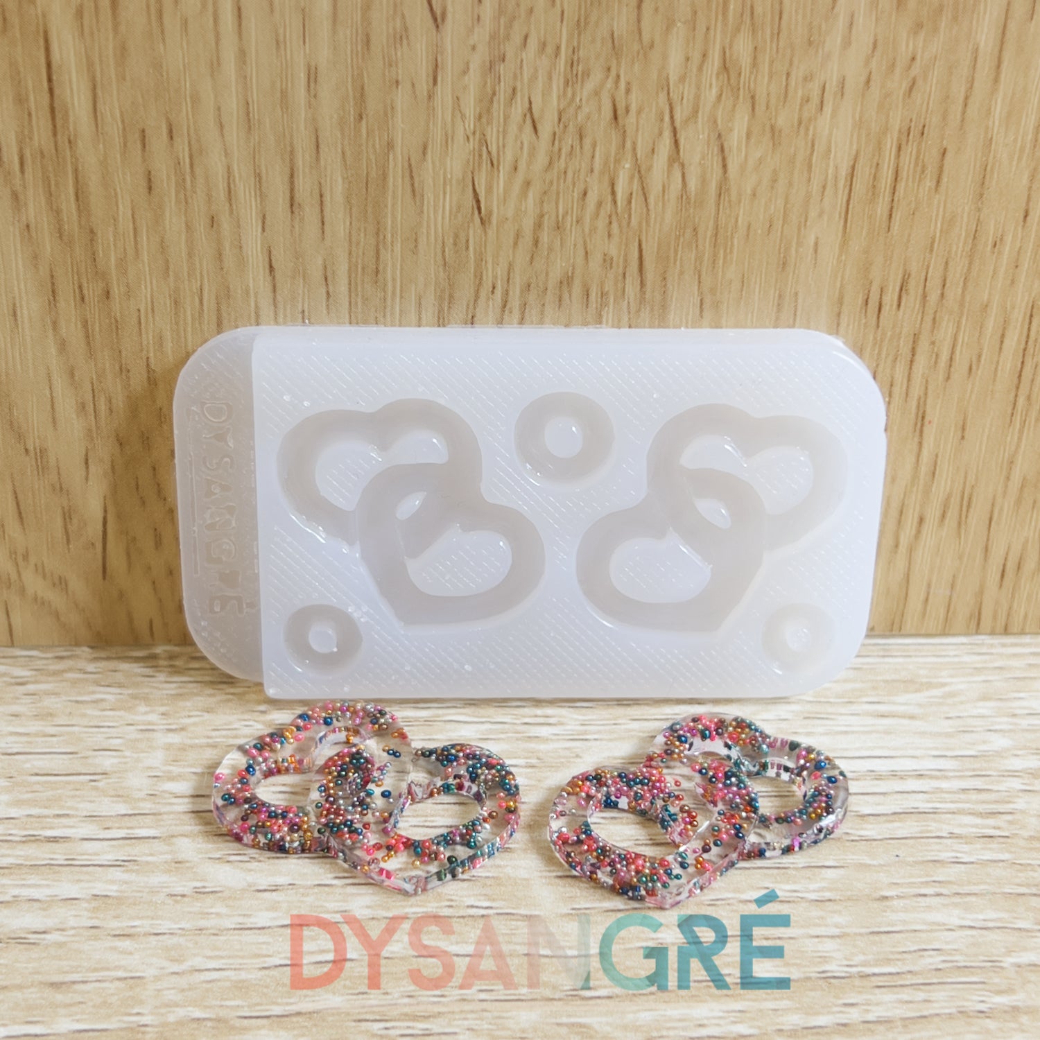 Moule en silicone Pampilles double Coeur entremêlés