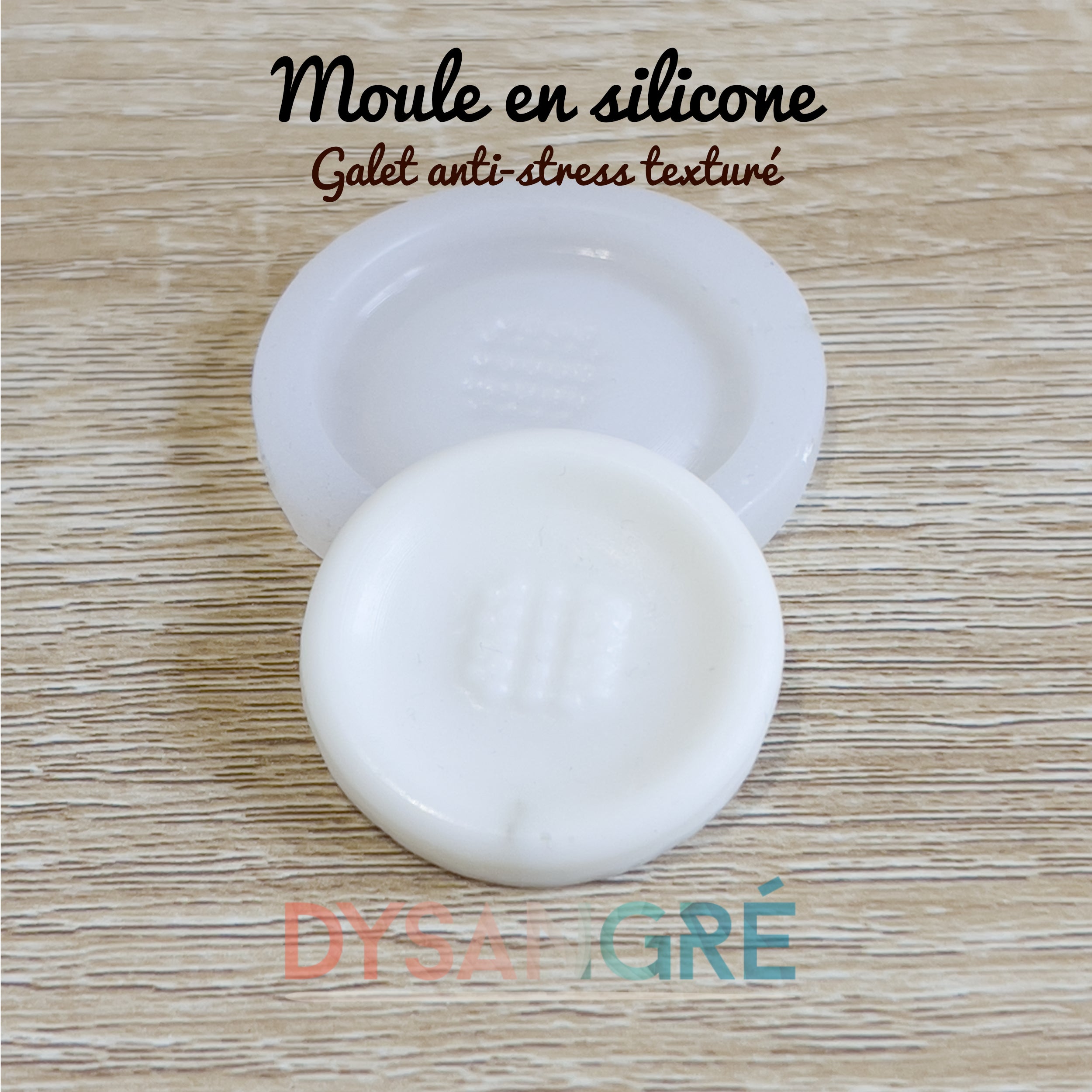 Moule en silicone Galets anti-stress texturé, Worry Stone 34mm