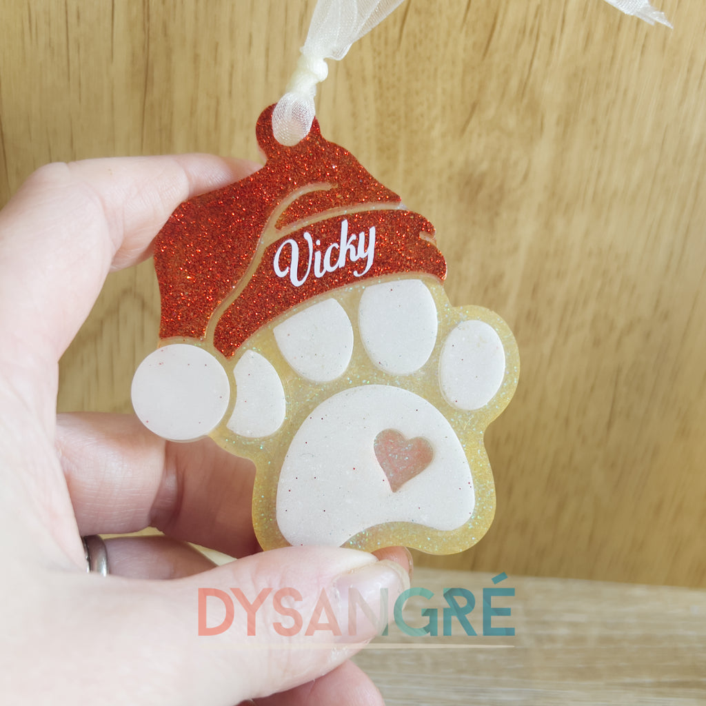 Ornement de Noël patte de Chien bonnet de Noël