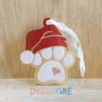 Ornement de Noël patte de Chien bonnet de Noël