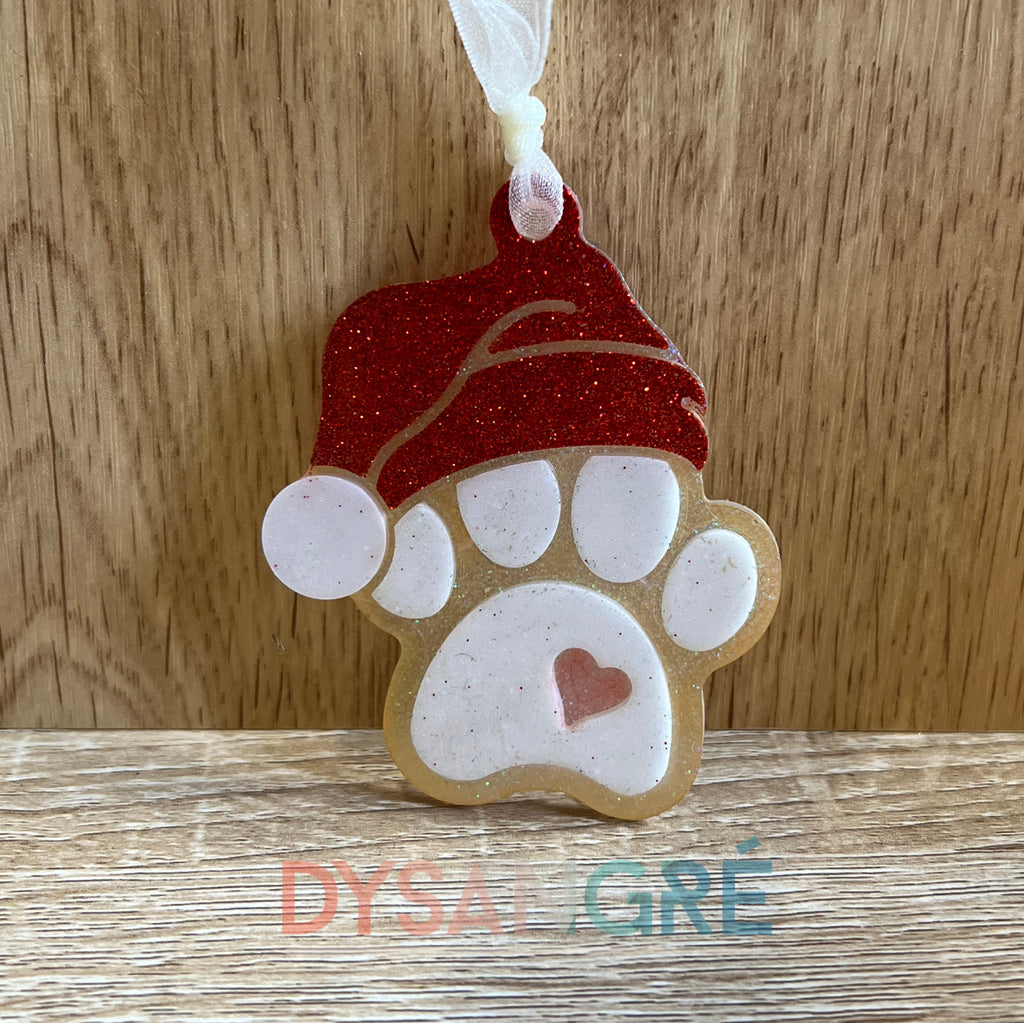 Ornement de Noël patte de Chien bonnet de Noël