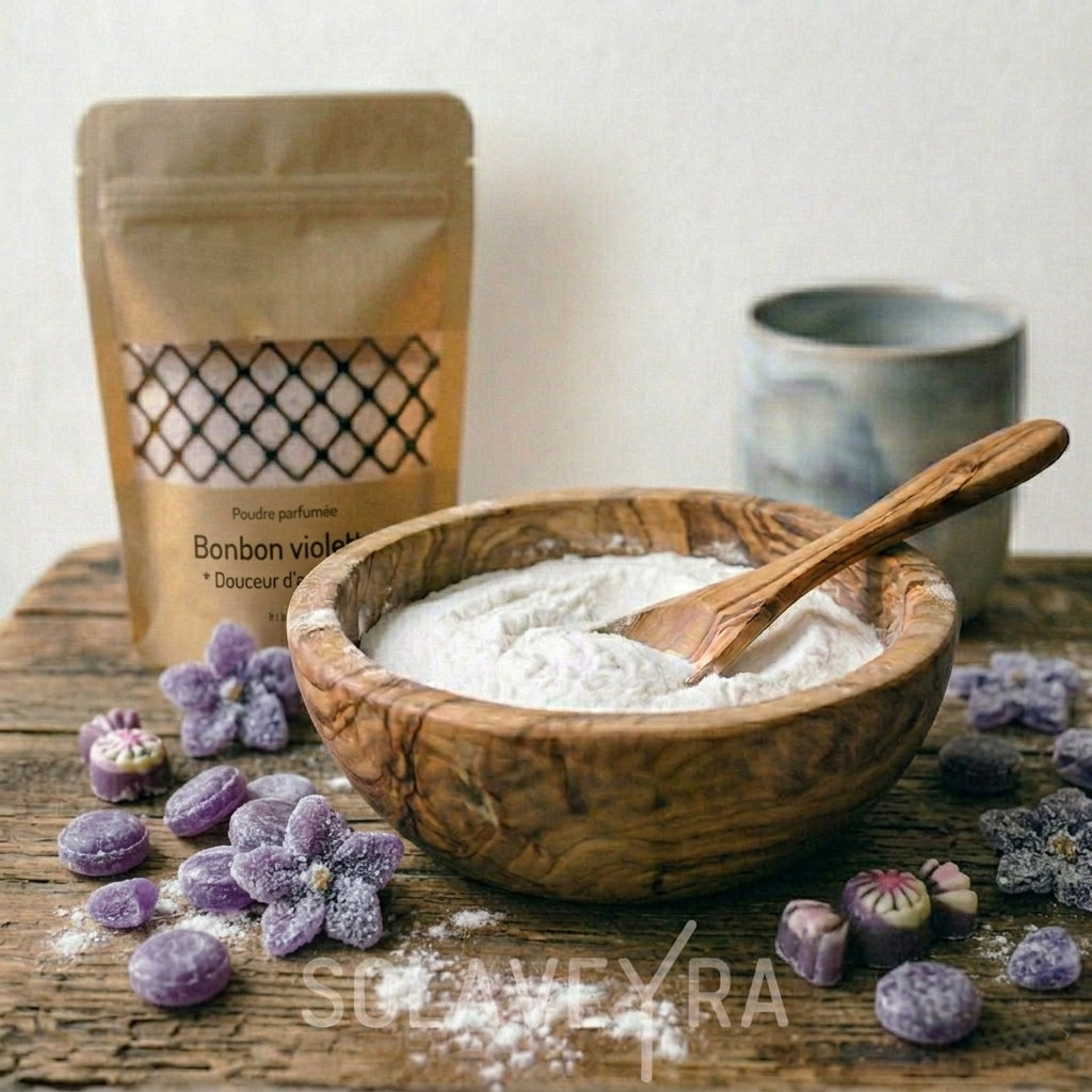 Poudre parfumée Parfum Bonbon violette by Solaveyra