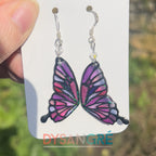 Boucles d'oreilles ailes de papillons violette