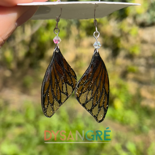 Brown butterfly wing earrings