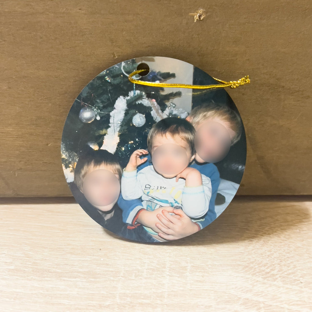 Boule de Noël en bois visuel de votre choix 75mm