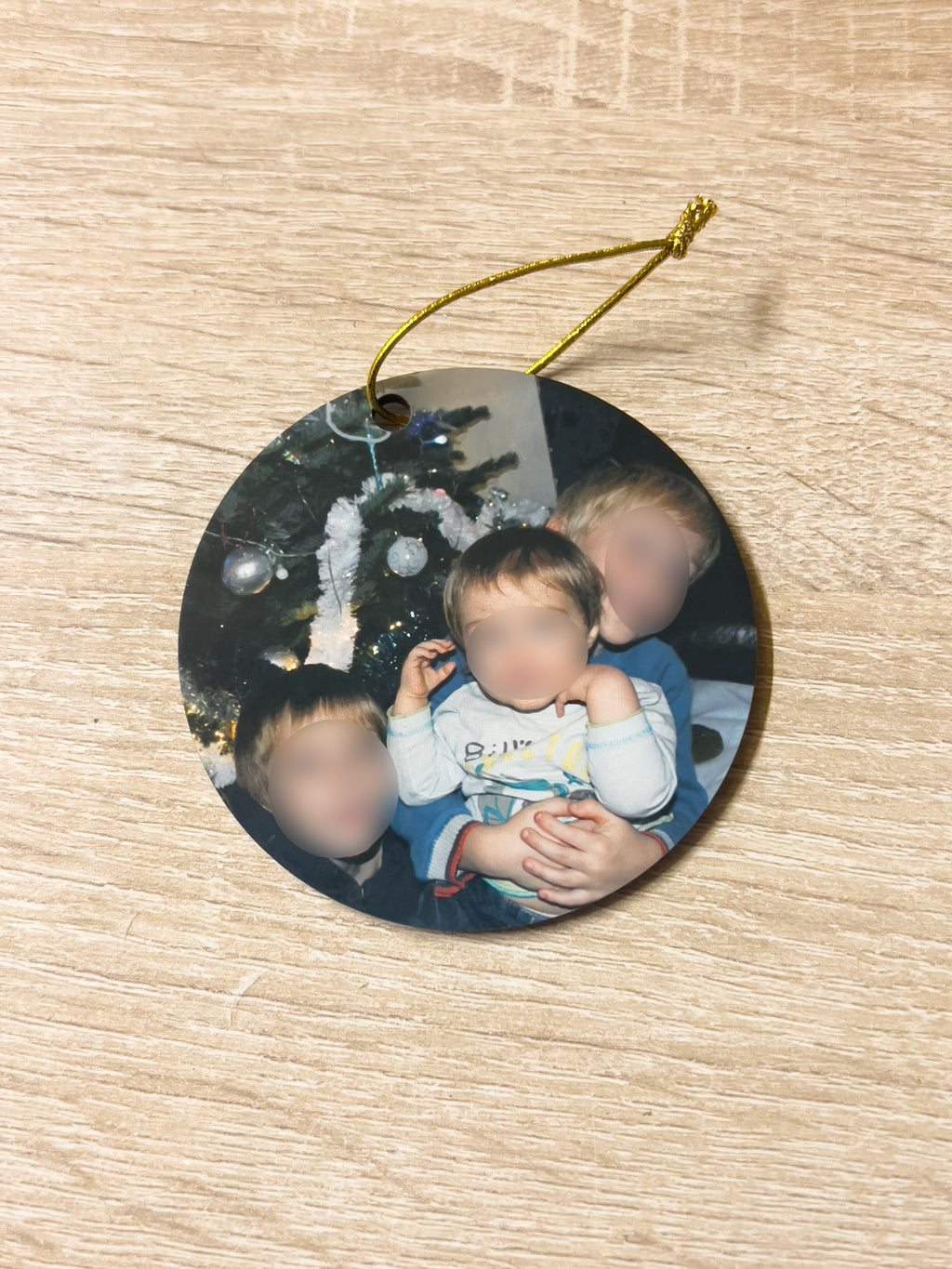Boule de Noël en bois visuel de votre choix 75mm