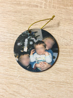 Boule de Noël en bois visuel de votre choix 75mm