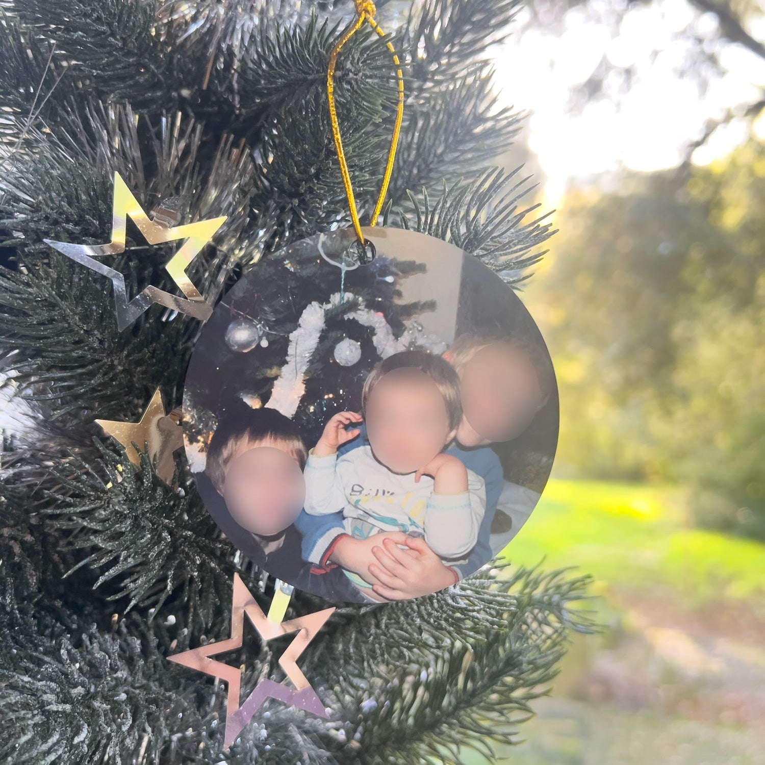Boule de Noël en bois visuel de votre choix 75mm