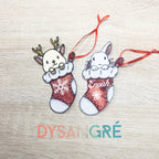 Ornement de Noël en plastique Renne de Noël dans sa chaussette 11/9 cm