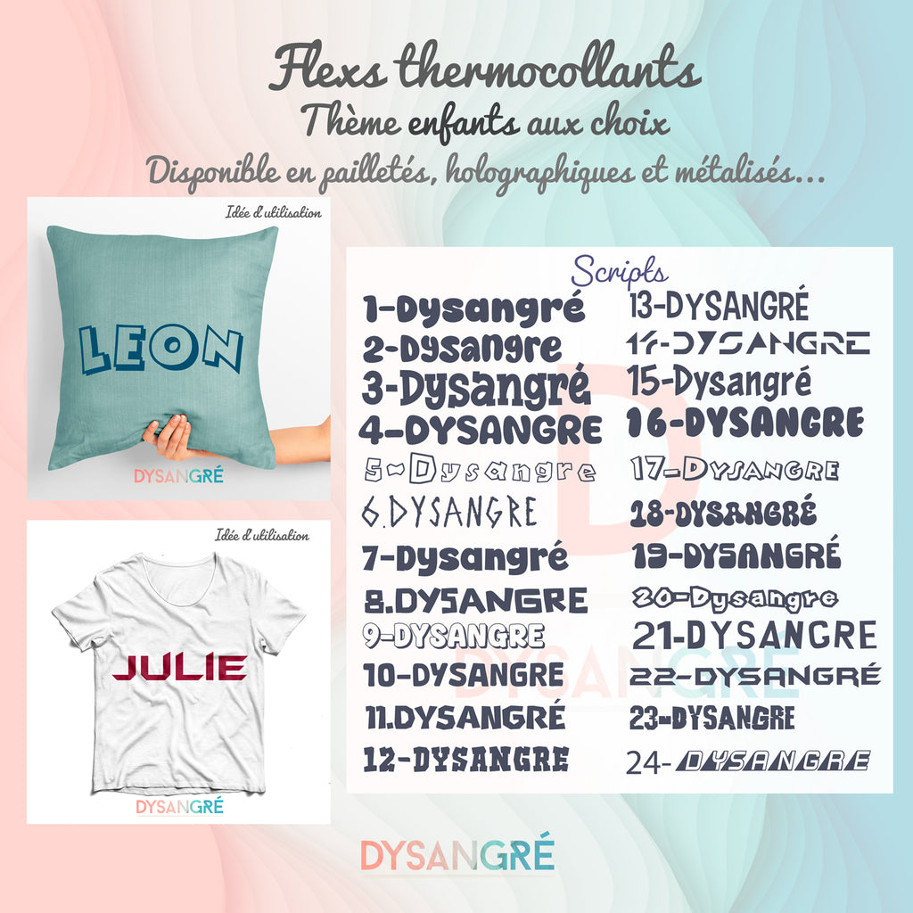 Flexs thermocollant prénom avec typographie aux choix thème Enfants