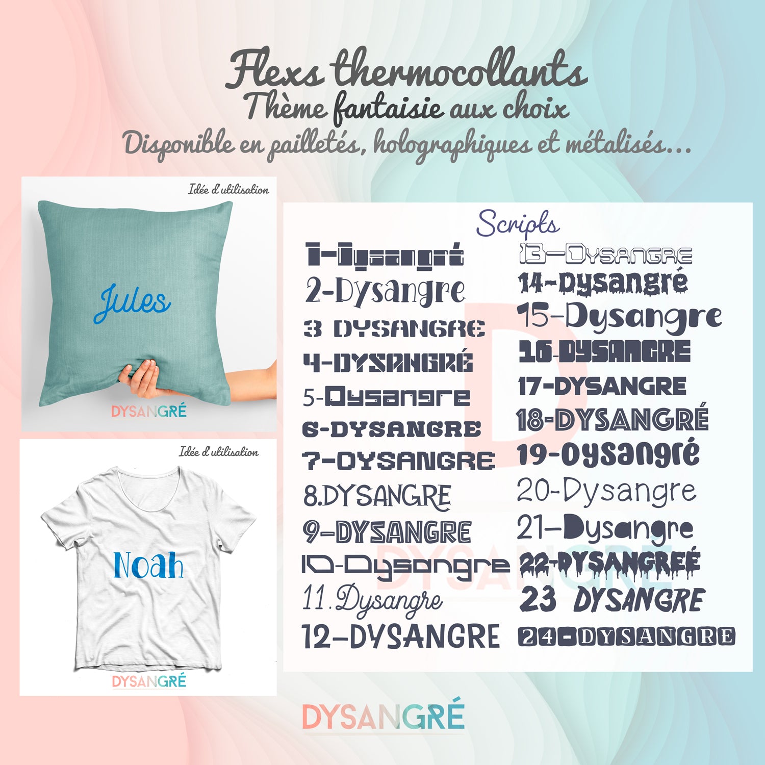 Flexs thermocollant prénom avec typographie aux choix thème fantaisie