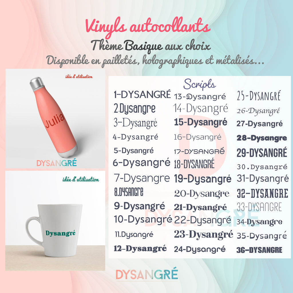 Stickers Vinyl autocollant permanent Thème basique