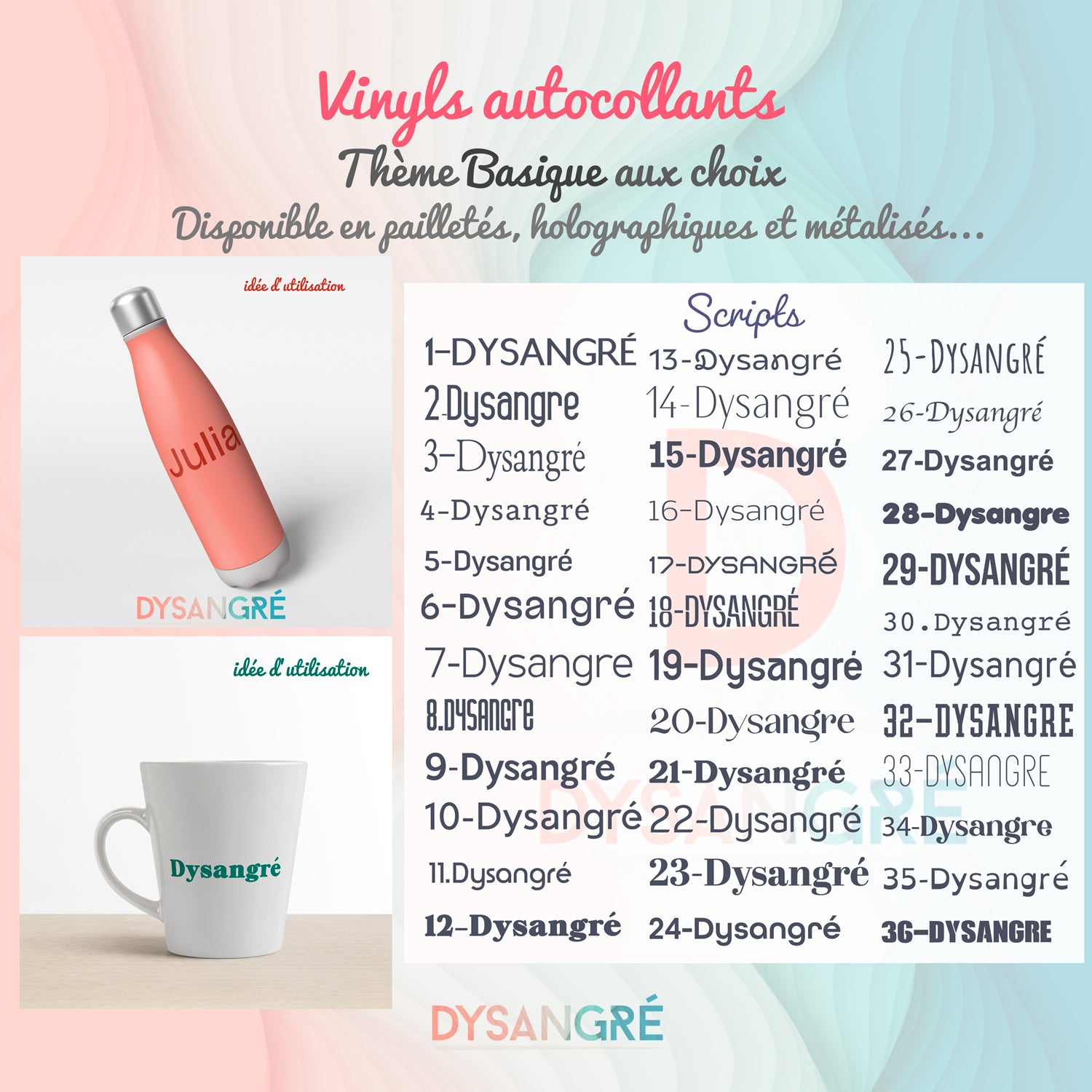 Stickers Vinyl autocollant permanent Thème basique