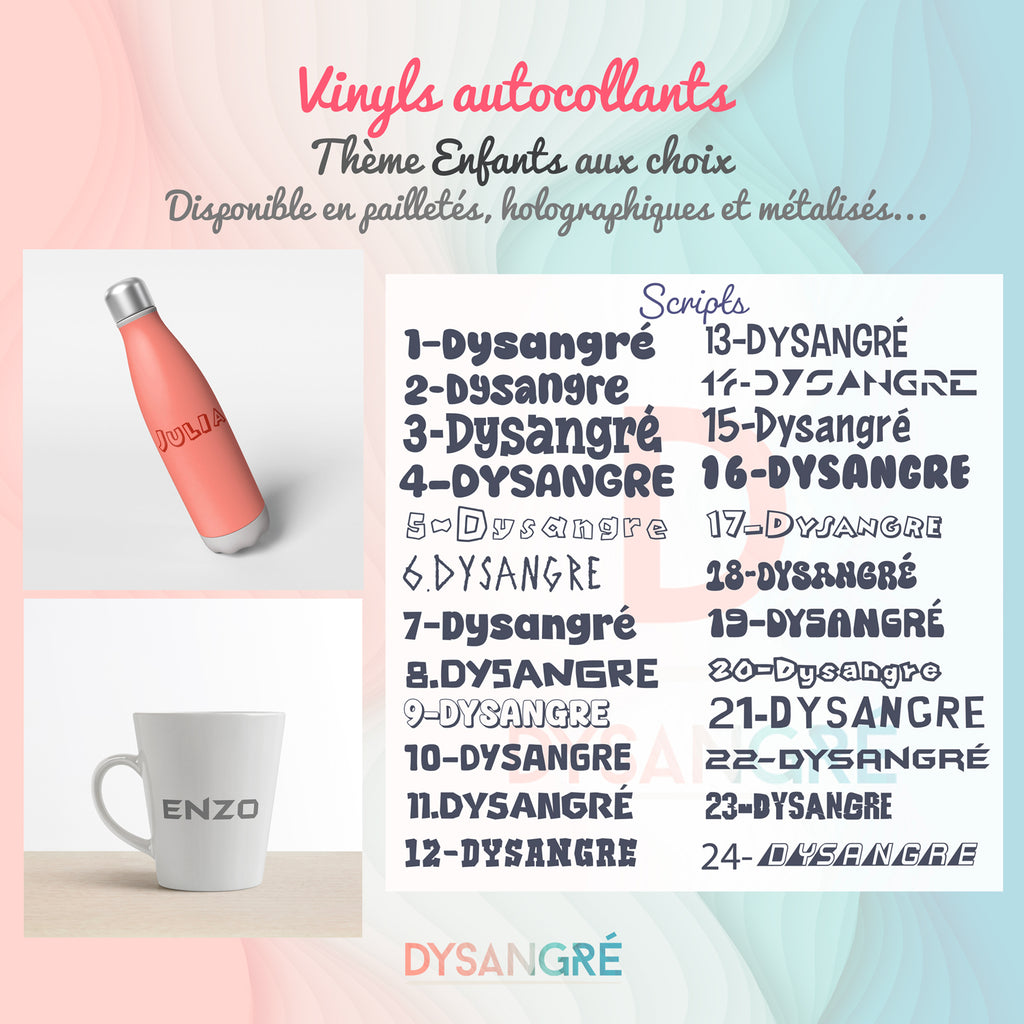 Stickers Vinyl autocollant permanent Thème enfants