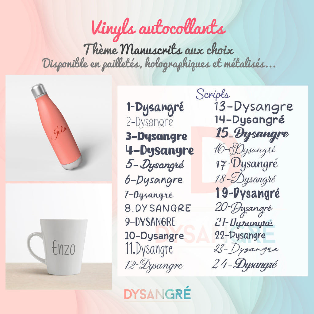 Stickers Vinyl autocollant permanent Thème Manuscrit