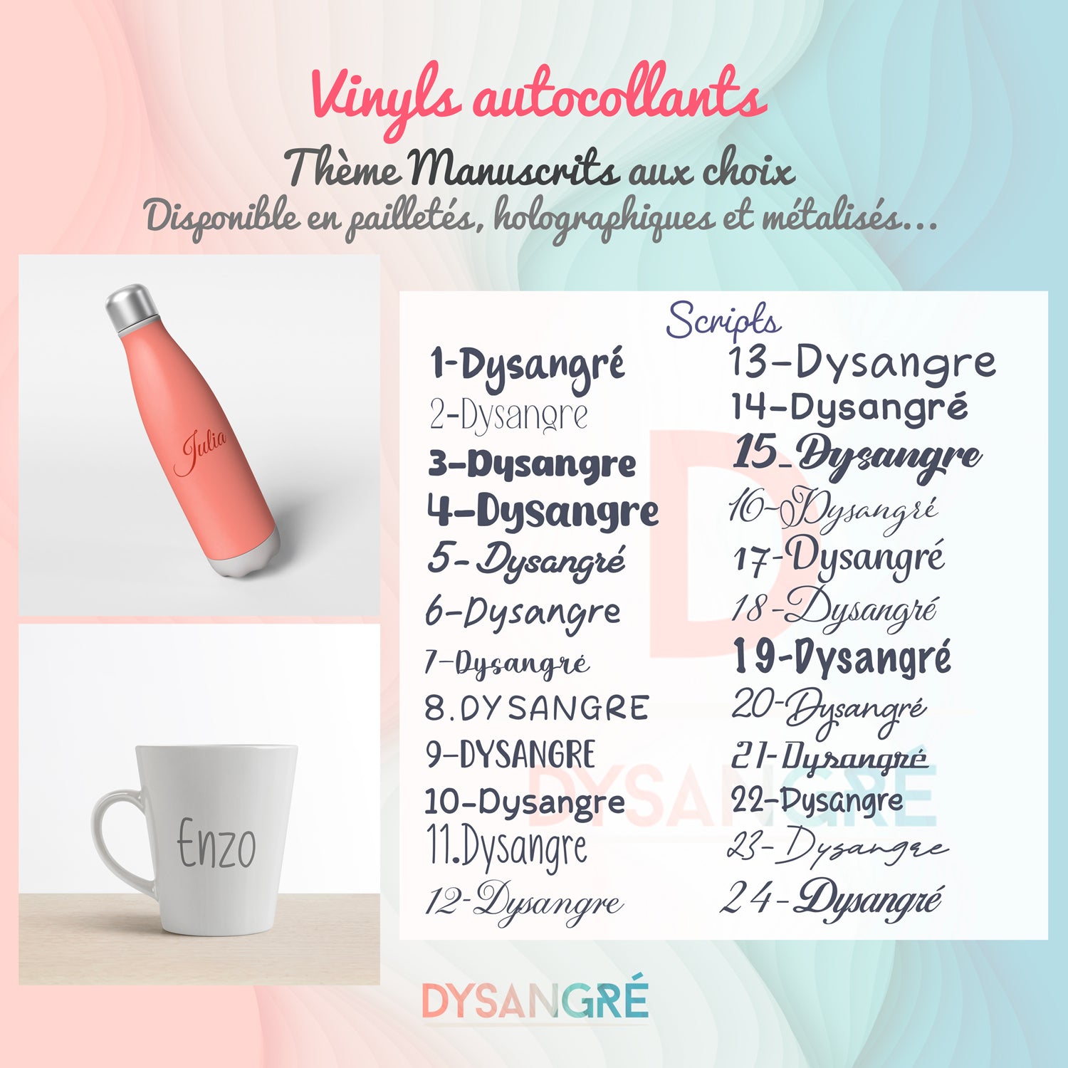 Stickers Vinyl autocollant permanent Thème Manuscrit