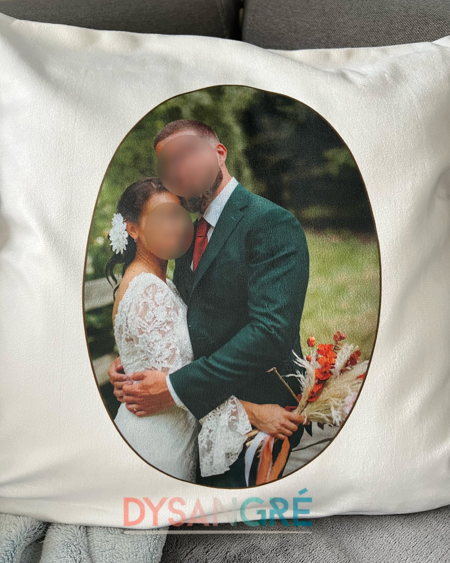 Housse de coussin personnalisée Ovale avec votre photo et prénom