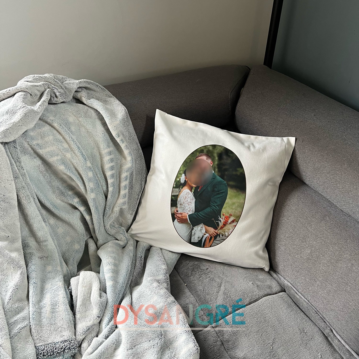 Housse de coussin personnalisée Ovale avec votre photo et prénom